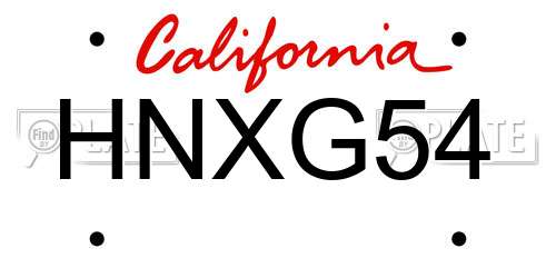 HNXG54 California License Plate