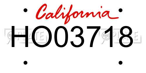 HO03718 California License Plate