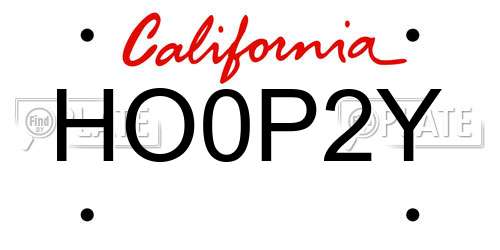 HO0P2Y California License Plate