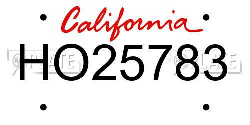 HO25783 California License Plate