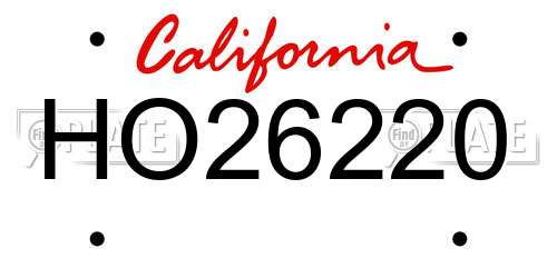 HO26220 California License Plate