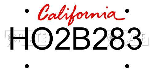 HO2B283 California License Plate