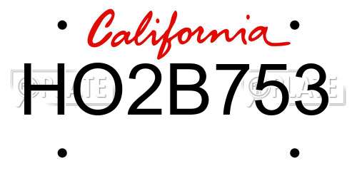 HO2B753 California License Plate