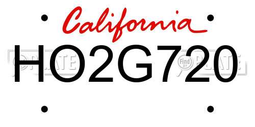 HO2G720 California License Plate