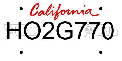 HO2G770 California License Plate