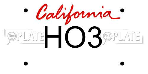 HO3 California License Plate
