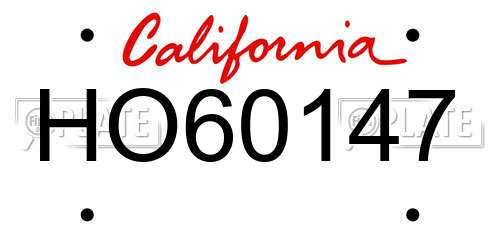 HO60147 California License Plate