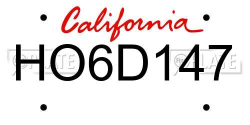HO6D147 California License Plate