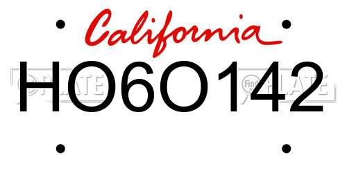 HO6O142 California License Plate