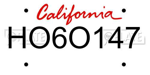 HO6O147 California License Plate