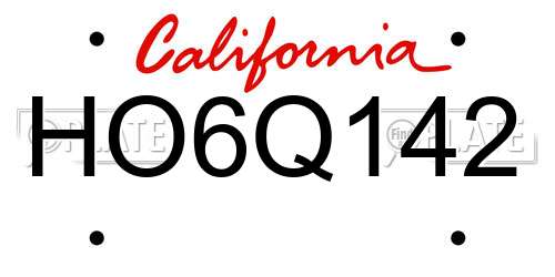 HO6Q142 California License Plate