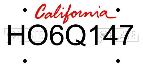 HO6Q147 California License Plate