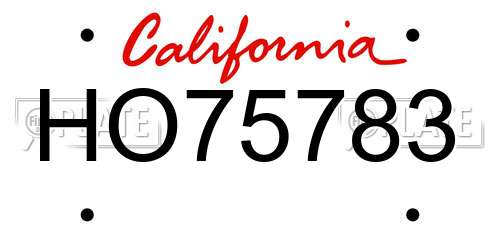 HO75783 California License Plate