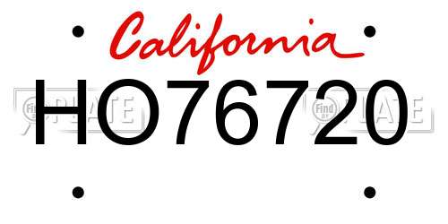 HO76720 California License Plate