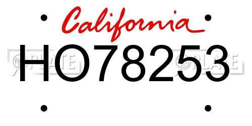 HO78253 California License Plate
