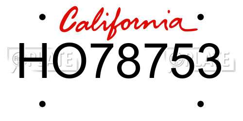 HO78753 California License Plate