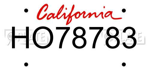 HO78783 California License Plate