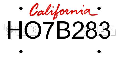 HO7B283 California License Plate