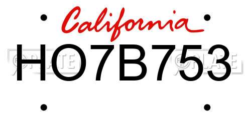 HO7B753 California License Plate