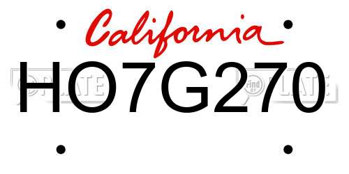 HO7G270 California License Plate