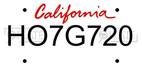HO7G720 California License Plate