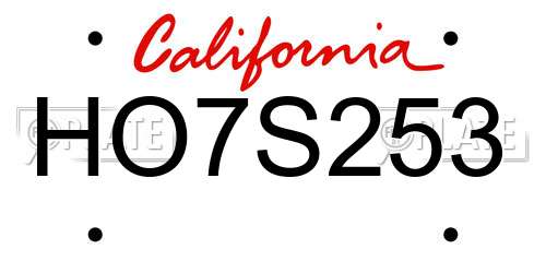 HO7S253 California License Plate