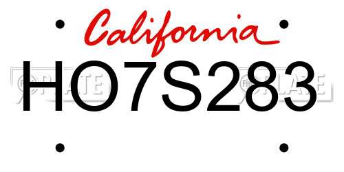 HO7S283 California License Plate