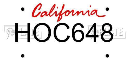 HOC648 California License Plate