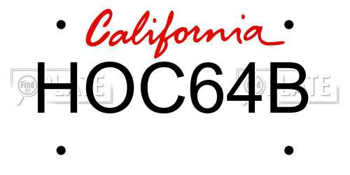 HOC64B California License Plate