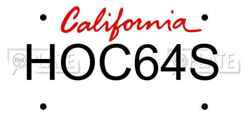 HOC64S California License Plate