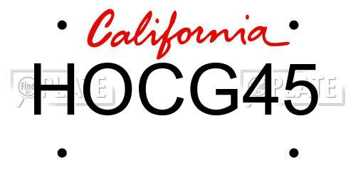 HOCG45 California License Plate