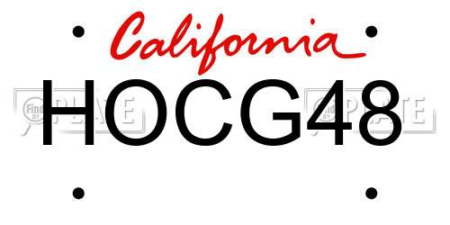 HOCG48 California License Plate