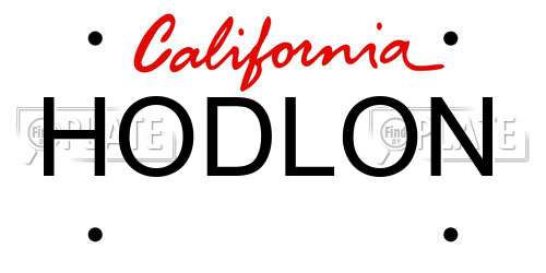HODLON California License Plate