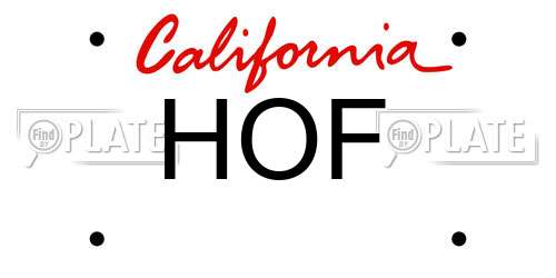 HOF California License Plate