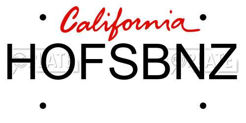HOFSBNZ California License Plate