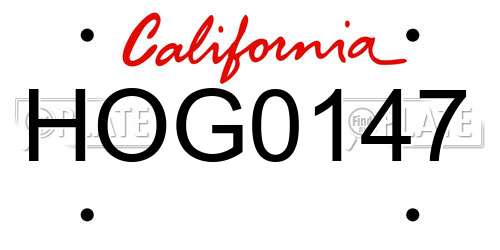 HOG0147 California License Plate