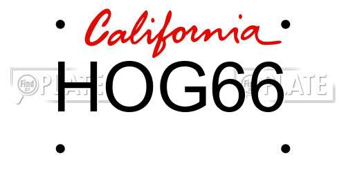 HOG66 California License Plate