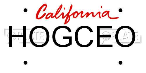 HOGCEO California License Plate