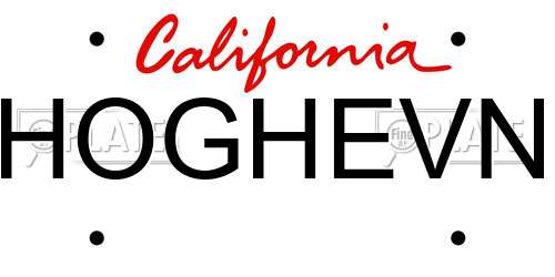 HOGHEVN California License Plate