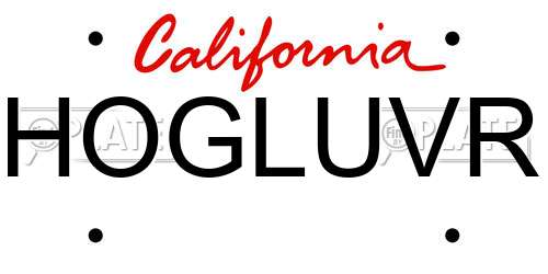 HOGLUVR California License Plate