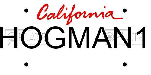 HOGMAN1 California License Plate