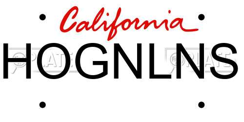 HOGNLNS California License Plate