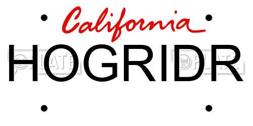 HOGRIDR California License Plate