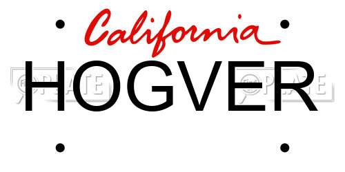 HOGVER California License Plate
