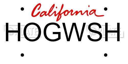 HOGWSH California License Plate