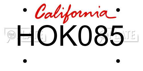 HOK085 California License Plate