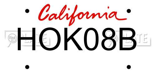 HOK08B California License Plate