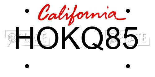 HOKQ85 California License Plate