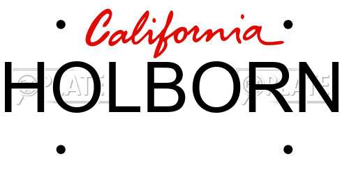 HOLBORN California License Plate