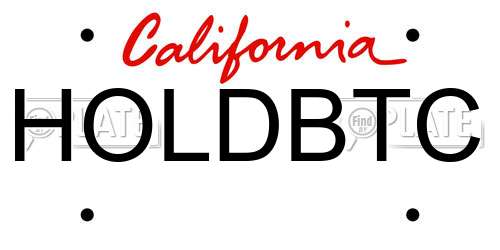 HOLDBTC California License Plate